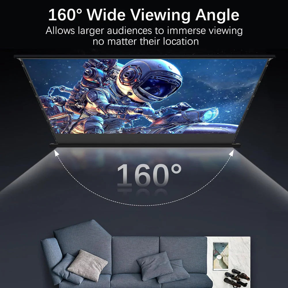 【Smart Home Cinema Centerpiece】Easy View Motorized Projector Screen - Voice Controlled 4K Screen with Silent Auto-Lift for Living Room Theater