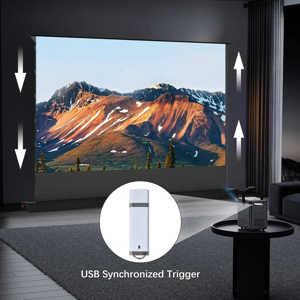 【Smart Home Cinema Centerpiece】Easy View Motorized Projector Screen - Voice Controlled 4K Screen with Silent Auto-Lift for Living Room Theater